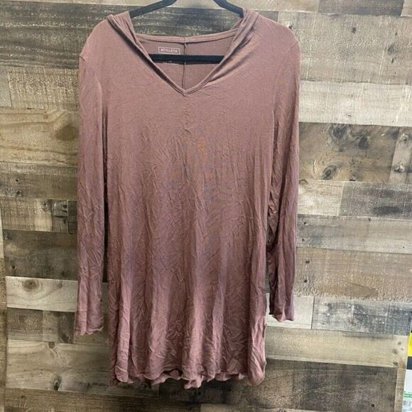 Athleta Medium Brown Long Sleeve Hoodie 100% Rayon soft - Picture 6 of 6